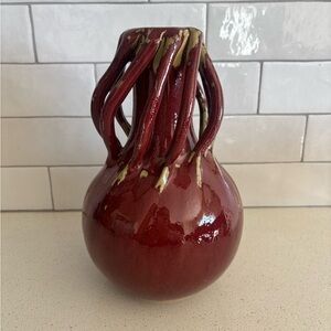 NEIMAN MARCUS GLOBAL VIEWS ART DECORATIVE VINTAGE RED GLAZED MCM ABSTRACT